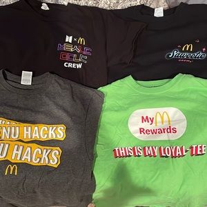 Four real mcdonald’s crew t-shirts.